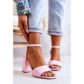 FJ1 Sandale din piele pe un bar Estrella roz 1