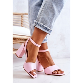 FJ1 Sandale din piele pe un bar Estrella roz 2