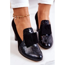 PA2 Pompi negri Kathleen din piele de șarpe din piele de căprioară negru 1