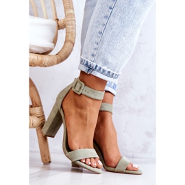 FB2 Sandale cu toc din piele intoarsa, verde aprins Jacqueline 1