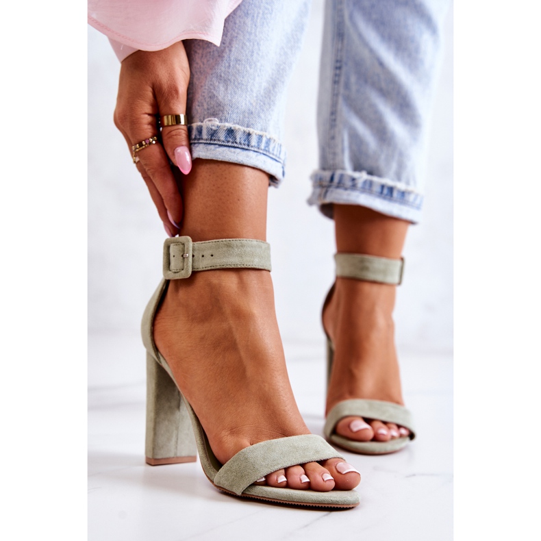 FB2 Sandale cu toc din piele intoarsa, verde aprins Jacqueline 2