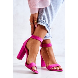 FB2 Sandale din piele intoarsa cu toc inalt Fuchsia Jacqueline roz 2