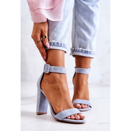 Sandale cu toc Jacqueline albastre din piele intoarsa albastru 2