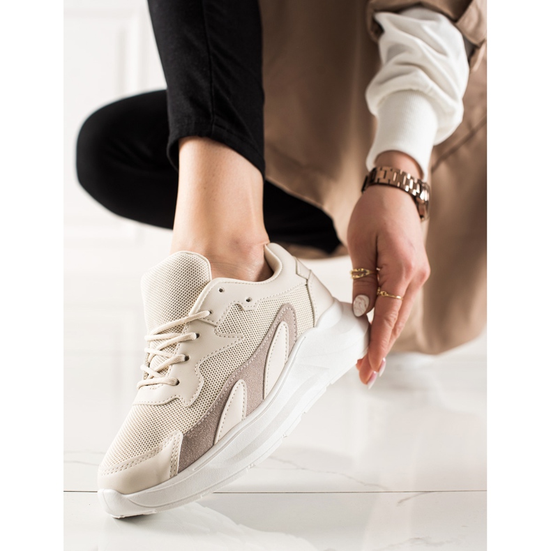 Ideal Shoes Adidași clasici bej 1