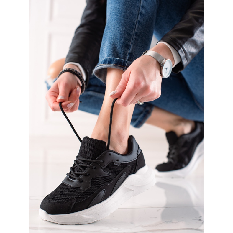 Ideal Shoes Adidași clasici negru 1