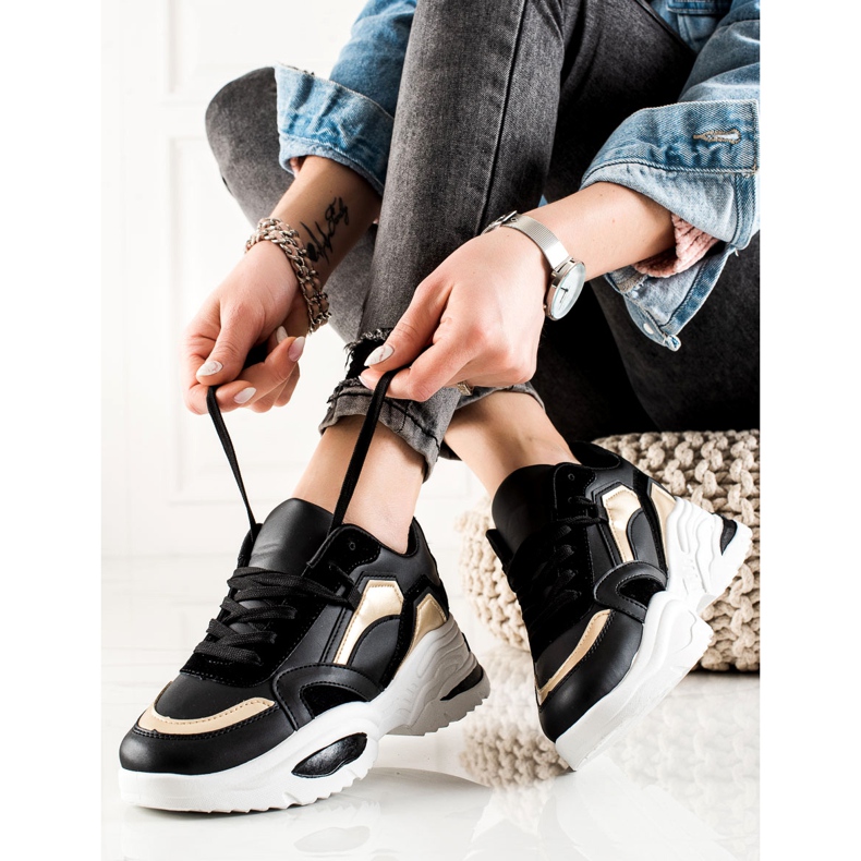 TRENDI Adidași din piele ecologică negru 1