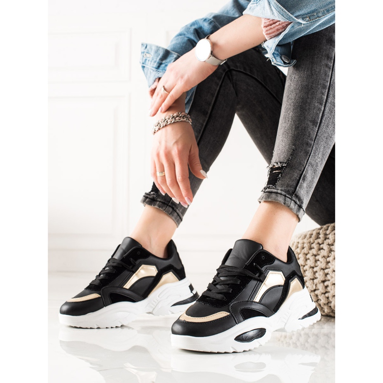 TRENDI Adidași din piele ecologică negru 2