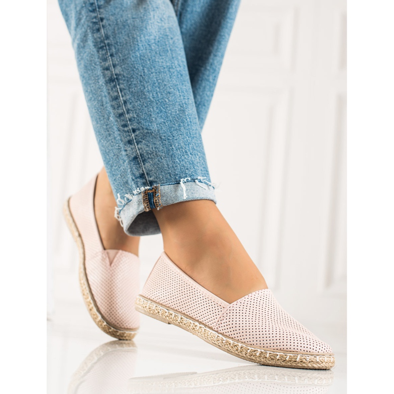 TRENDI Espadrile confortabile din piele ecologică roz 2