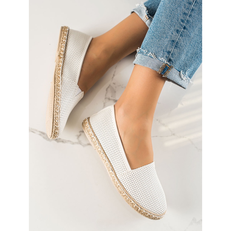 TRENDI Espadrile confortabile ajurate alb 2