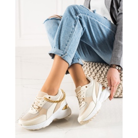 Ideal Shoes Adidași Cu Lanț bej 1