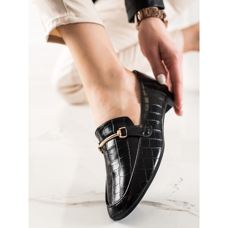 Encor Mocasini eleganți cu piele ecologică negru 1