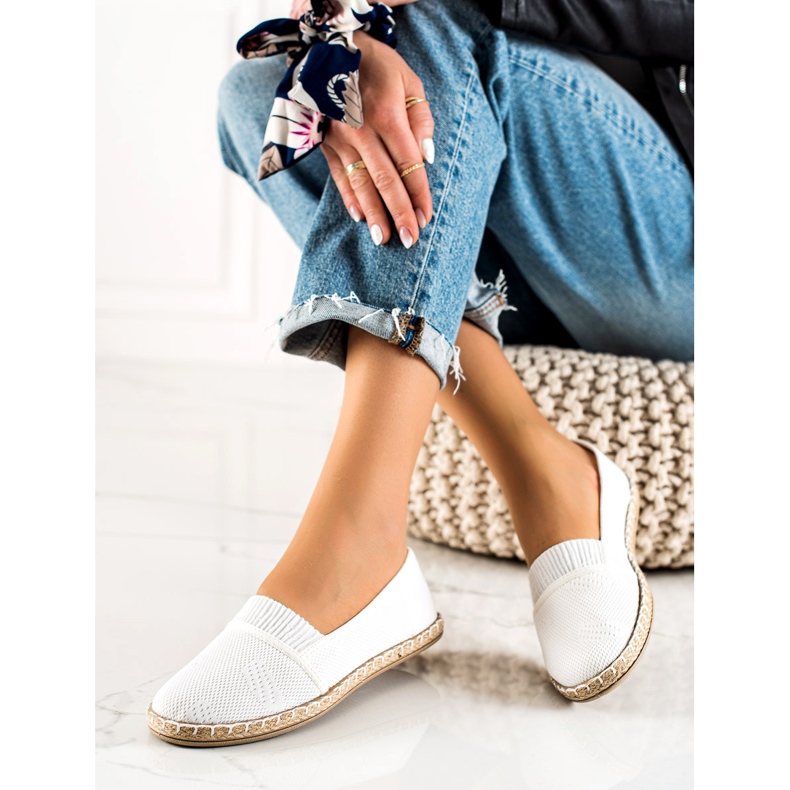 TRENDI Espadrile albe casual 2