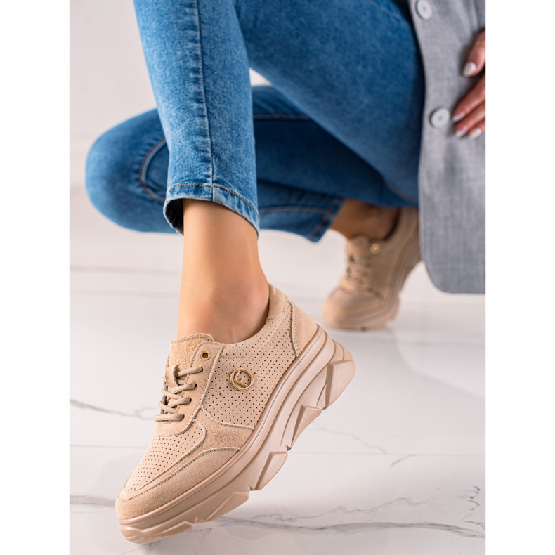 Filippo Adidași din piele bej maro 1