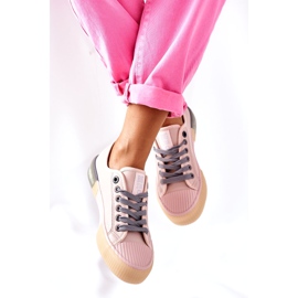 Adidași din piele pentru femei Big Star II274133 Roz 4