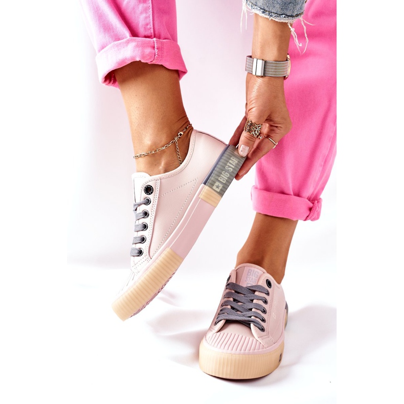 Adidași din piele pentru femei Big Star II274133 Roz 2
