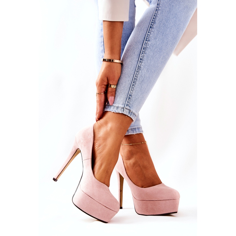 WS1 Tocuri clasice din piele intoarsa pe o platforma silly bej 3