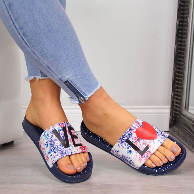 Papuci de cauciuc Big Star W INT1148B bleumarin albastru marin multicolor 2