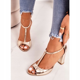 Sandale din piele pe o bară Laura Messi 1916 Auriu de aur 3