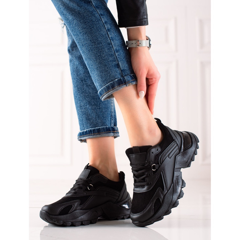 TRENDI Adidași de modă negri negru 1