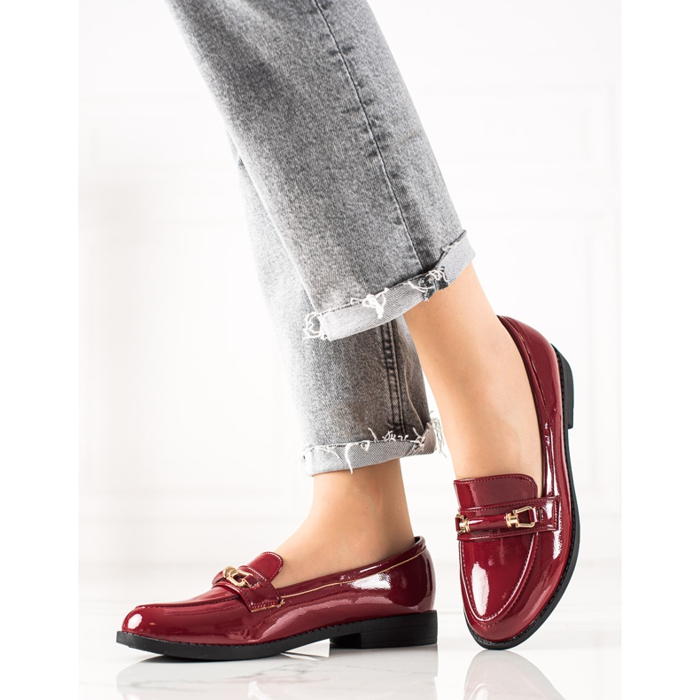 Small Swan Brogues lăcuite Burgundy roșu 1