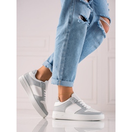 TRENDI Pantofi sport din piele ecologică alb gri 2