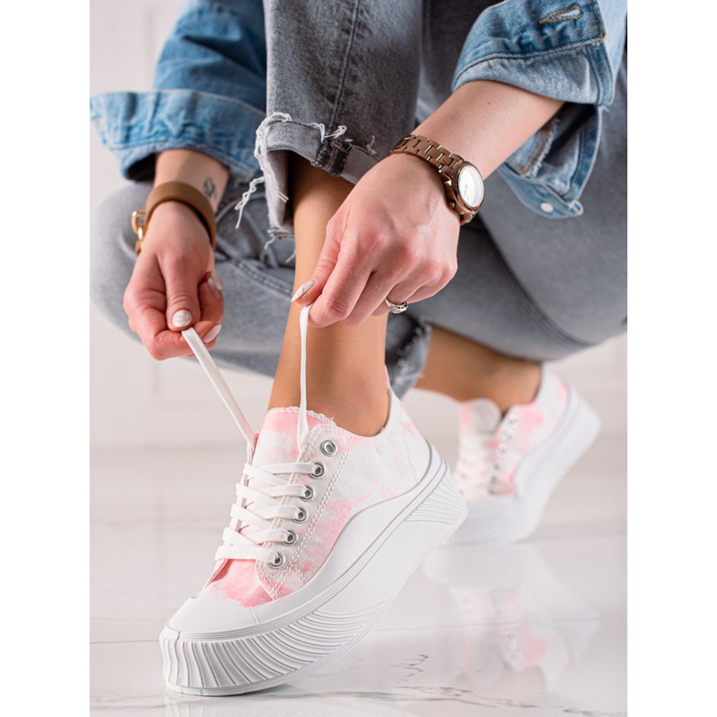 Seastar Adidași la modă pe o platformă largă alb 1