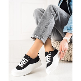 Seastar Adidași negri pe platformă negru 1