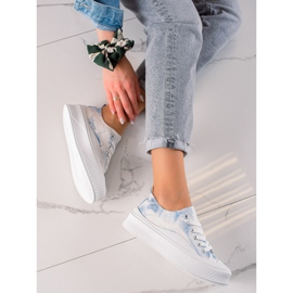 Seastar Adidași la modă pe o platformă largă alb albastru 3