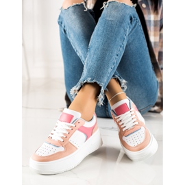 TRENDI Adidasi colorați la modă bej alb albastru roz 3