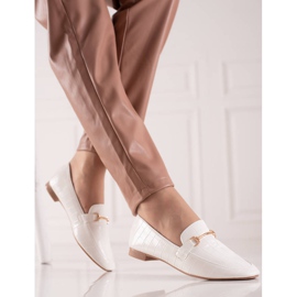 Encor Mocasini eleganți cu piele ecologică alb 1