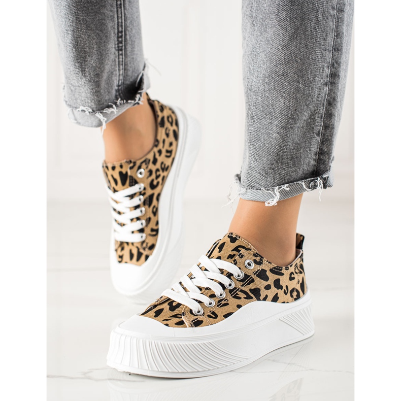 Seastar Adidași la modă pe o platformă largă bej negru 1