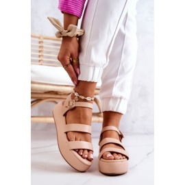 FS1 Sandale Piele Cu Cataramă Bej Grațios 1