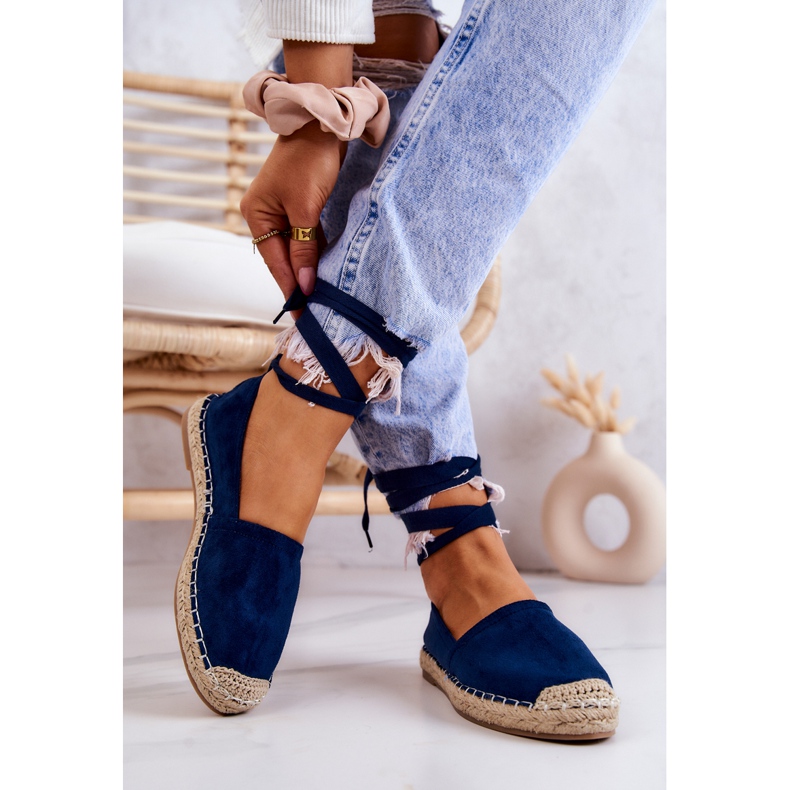 FB1 Ismanne Espadrile din piele intoarsa bleumarin Legate albastru marin 2