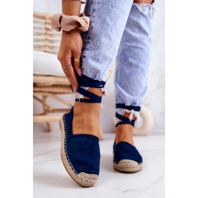 FB1 Ismanne Espadrile din piele intoarsa bleumarin Legate albastru marin 1