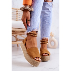 FB2 Sandale Espadrile Pe Platforma Camel Jeannie maro galben 1