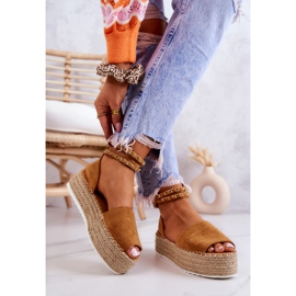 FB2 Sandale Espadrile Pe Platforma Camel Jeannie maro galben 2