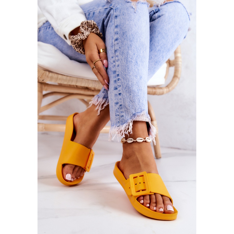 Papuci de damă Big Star cu cataramă FF274A393 Portocaliu portocale 2