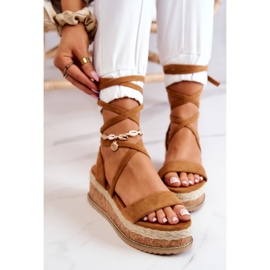 FB2 Espadrile din piele intoarsa pe sandale cu pane Camel Shanna maro 1