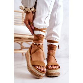 FB2 Espadrile din piele intoarsa pe sandale cu pane Camel Shanna maro 2