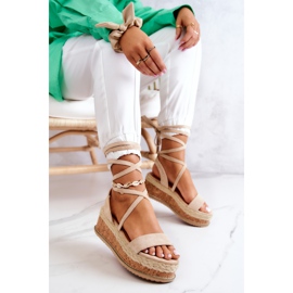 FB2 Espadrile cu pană din piele intoarsa Sandale Shanny Beige bej 1