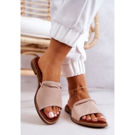 Lewski Shoes Papuci din piele intoarsa Pantofi Lewski 3047 Bej 2