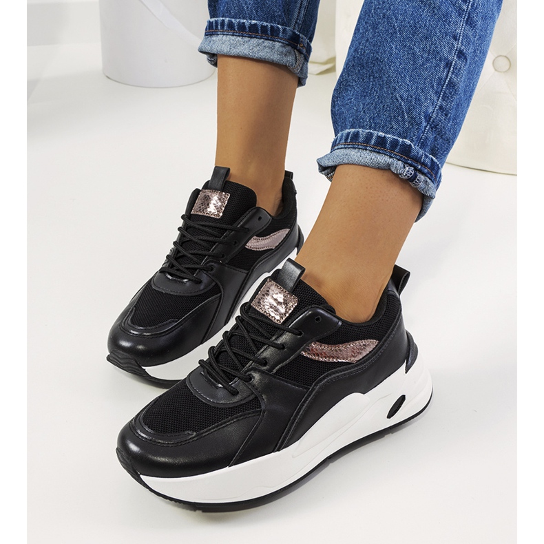 Pantofi sport negri Nazaria negru de aur 1 Pantofi sport negri Nazaria negru de aur 1