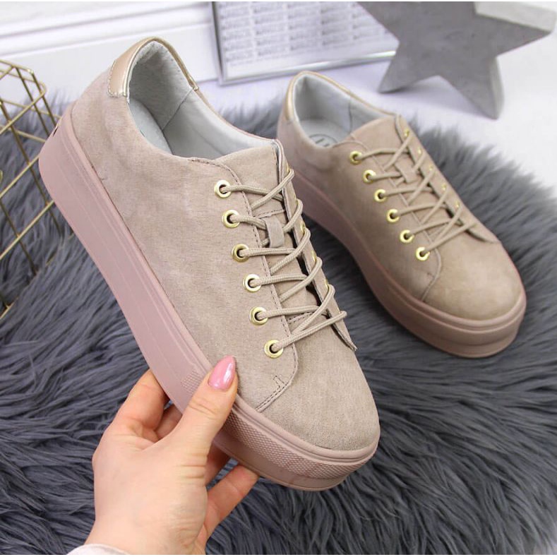 Tenisi pe platforma Filippo W PAW315 bej 1