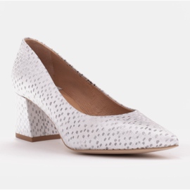 Marco Shoes Pompele elegante din piele de capră argint 1