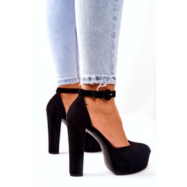 SEA Pompele de damă pe toc Platforma din piele de căprioară neagră negru 2