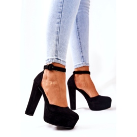 SEA Pompele de damă pe toc Platforma din piele de căprioară neagră negru 4