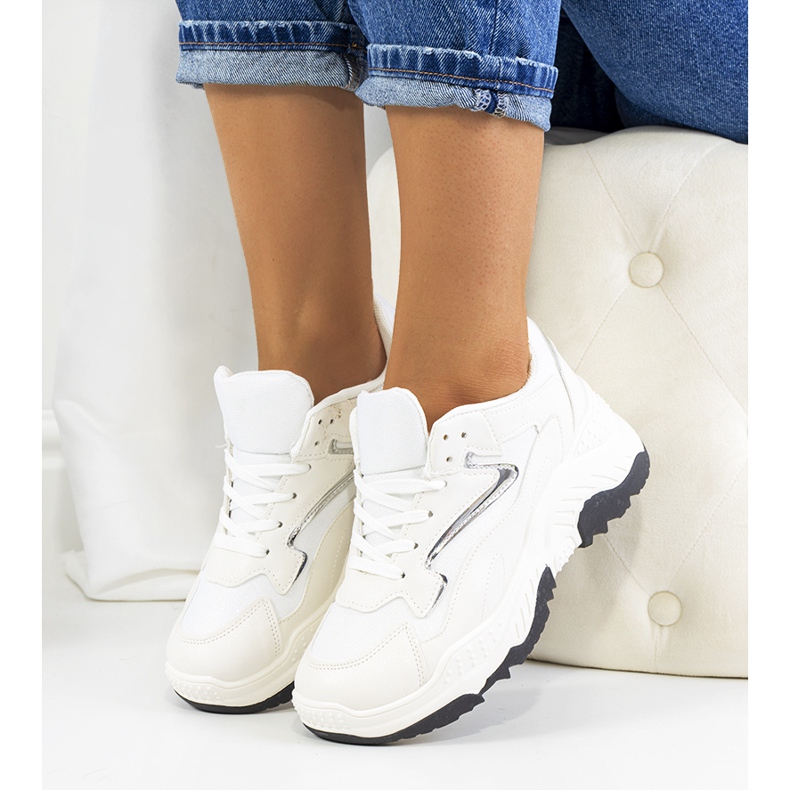 Adidasi Badillo albi strălucitori argint 1