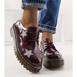 Pantofi maro cu stele Starl roșu multicolor 1