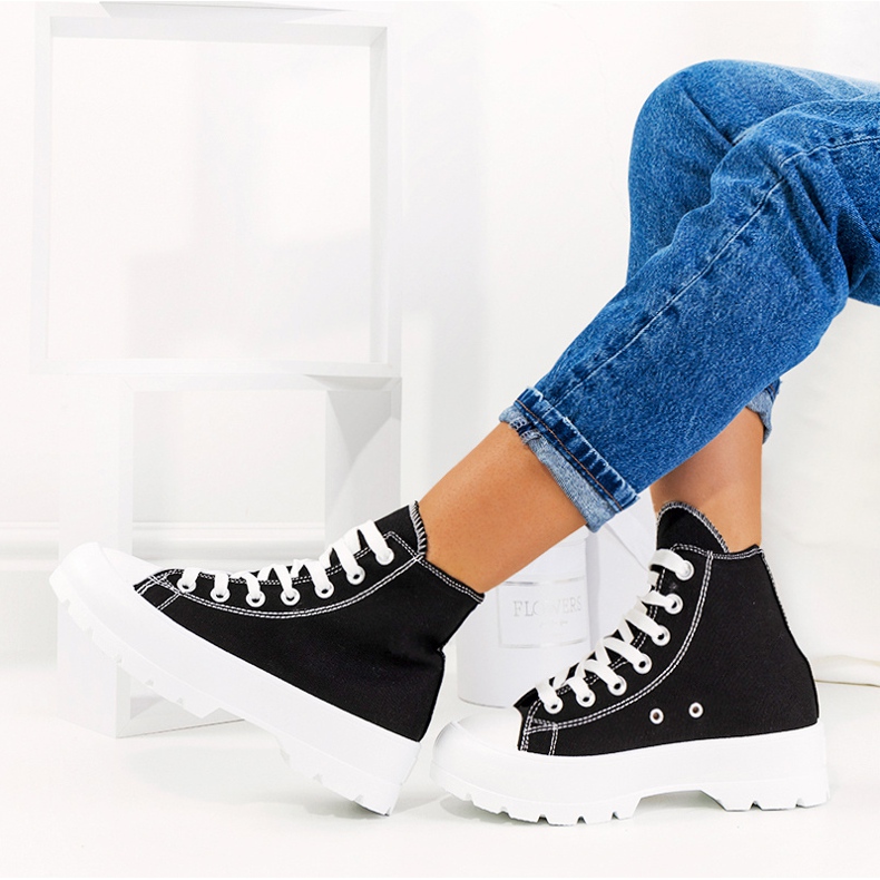 Adidași negri pe talpă înaltă Berrios negru 1