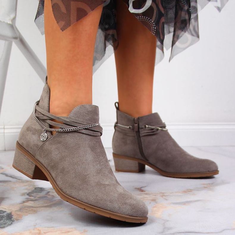 Cizme gri cu lant Filippo W PAW318B 2